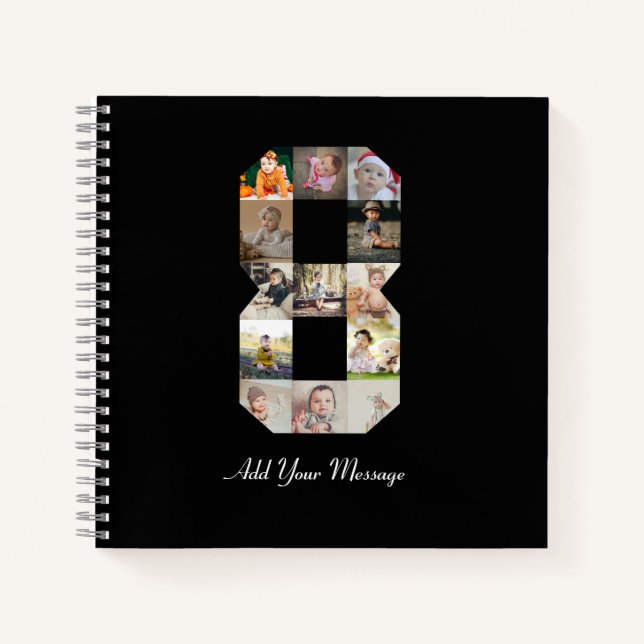 Black and White Number 8 Photo Collage Notebook (Front)