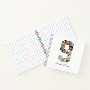 Black and White Number 9 Photo Collage Notebook