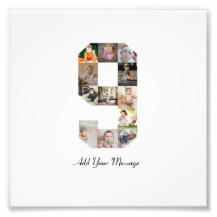 Black and White Number 9 Photo Collage Print