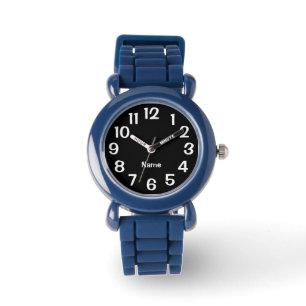 Black and White Number Personalized Solid Colour Watch