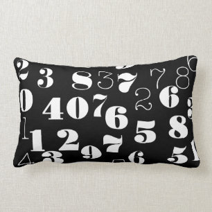 Black and white numbers pattern lumbar pillow