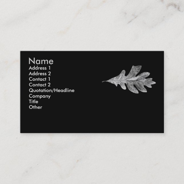 Black and White Oak Leaf Card (Front)