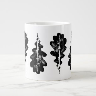Black and White Oak Leaf Print Specialty Mug