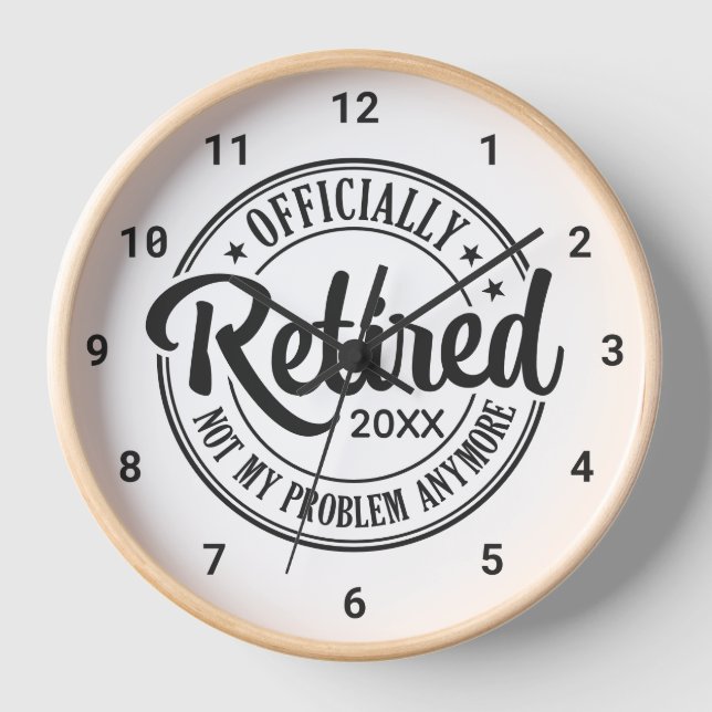 Black and White Officially Retired Clock (Front)