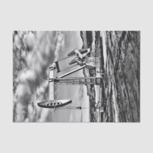 Black and White Oilfield Pumping Unit Tissue Paper