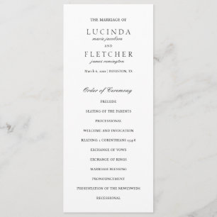 Black and White Old Money Elegant Wedding Program