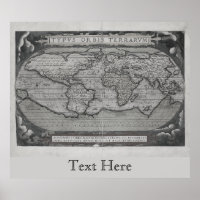 Black And White Old World Map Typus Orbis Terrarum
