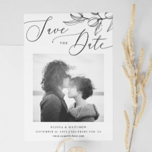 Black and White Olive Wedding Italian Photo Save The Date