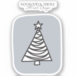 Black and White on Gray Doodle Christmas Tree