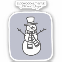 Black and White on Gray Doodle Winter Snowman