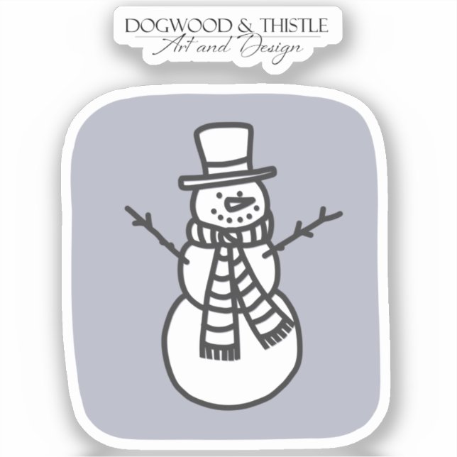 Black and White on Gray Doodle Winter Snowman (Front)