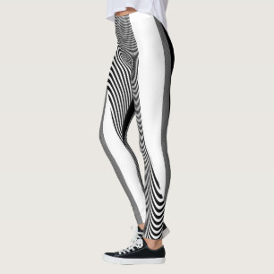 Black And White Op Art Design, Leggings