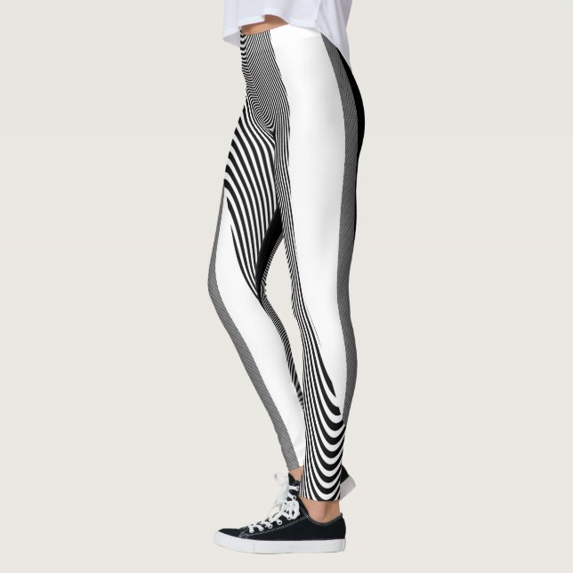 Black And White Op Art Design, Leggings (Left)