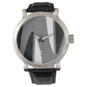 Black And White Op Art Design, Mens Wristwatch