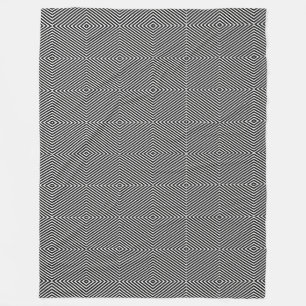 Black and White Op Art Diamond Stripe Geometric Fleece Blanket