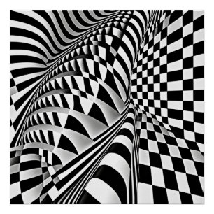 Black And White Op-Art Poster