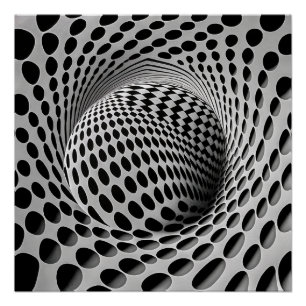 Black And White Op-Art Poster
