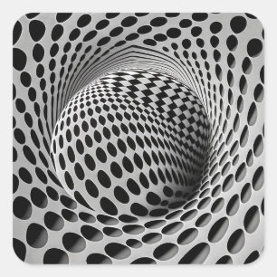 Black And White Op-Art Square Sticker
