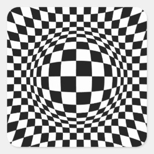 Black and White Op Art Square Sticker