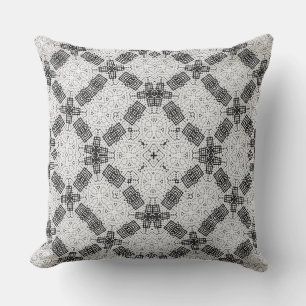 Black and white , openwork , geometric , lace patt throw pillow