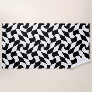 black and white optical art beach towel