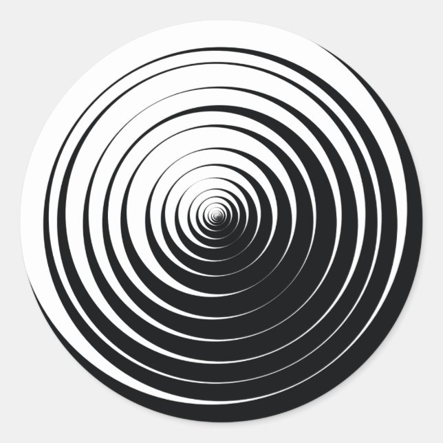 Black and White Optical Circles Classic Round Sticker (Front)