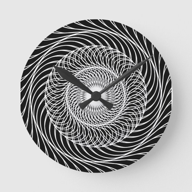 Black and white optical illusion art round clock (Front)
