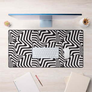Black and White Optical Illusion Desk Mat