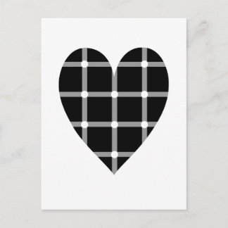 Black and white optical illusion heart postcard