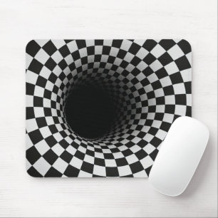 Black and White Optical Illusion Hole Mouse Pad