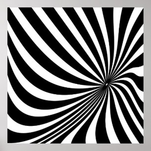 Black and white optical illusion pattern poster