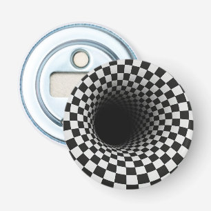 Black and White Optical Illusion Tunnel Bottle Opener