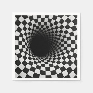 Black and White Optical Illusion Tunnel Napkin