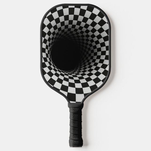 Black and White Optical Illusion Tunnel Pickleball Paddle (Front)