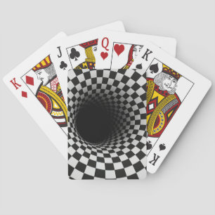 Black and White Optical Illusion Tunnel Playing Cards
