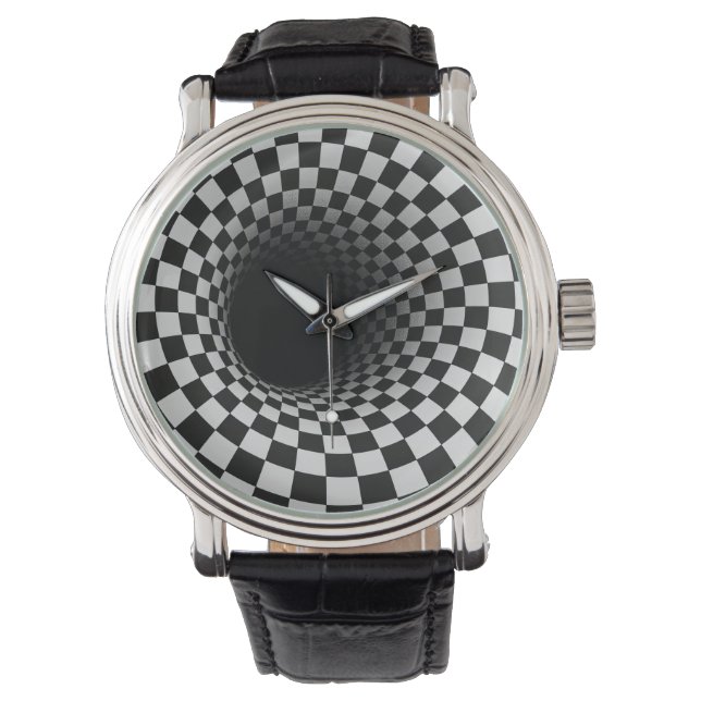 Black and White Optical Illusion Tunnel Watch (Front)