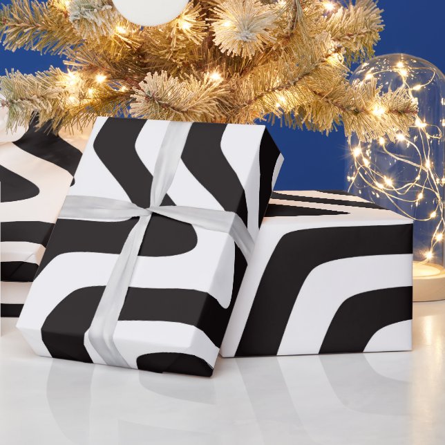 Black and White Optical Star Illusion Wrapping  Wrapping Paper (Holidays)