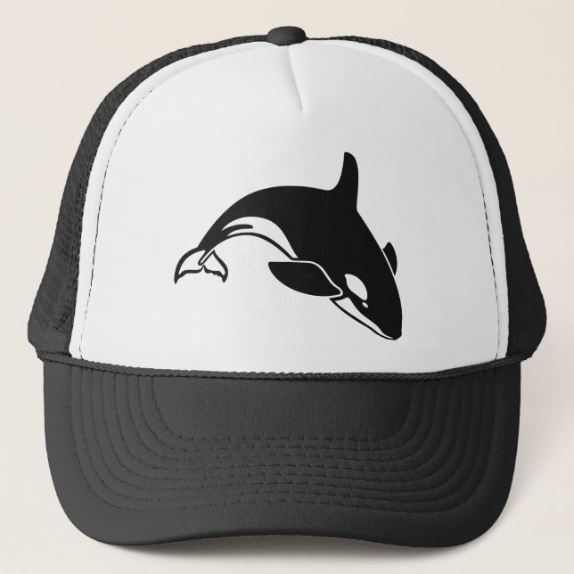 Black and White Orca Killer Whale Trucker Hat (Front)