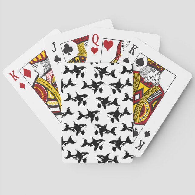 Black and White Orca Whale Playing Cards (Back)