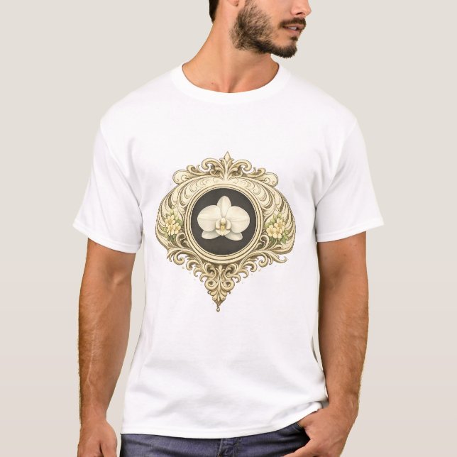 black and white orchid tshirt (Front)