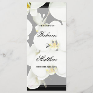Black and White Orchid Wedding Program