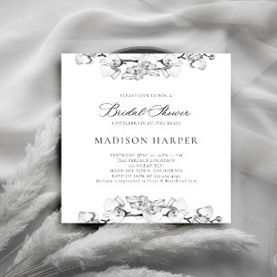 Black and White Orchids Art Elegant Bridal Shower Invitation