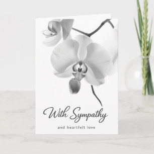 Black and White Orchids on the Stem Sympathy Card