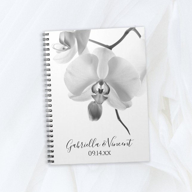 Black and White Orchids Wedding Guest Book (Perfect to use as a guest book or advice book for your bridal shower or wedding.)
