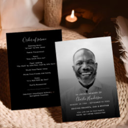 Black and White Order of Service Photo Memorial Program