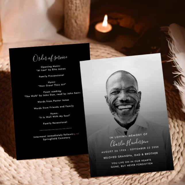 Black and White Order of Service Photo Memorial Program (Creator Uploaded)