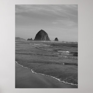 Black and White Oregon Beach Print