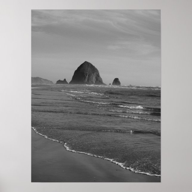 Black and White Oregon Beach Print (Front)