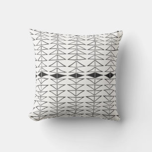 Black and White Organic Geometric Lines and Shapes Throw Pillow