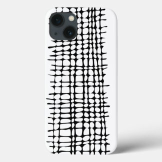 Black and White Organic Grid Pattern Abstract Art iPhone 13 Case